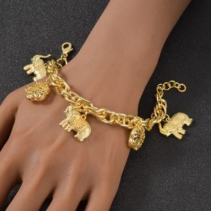 Zeadear fashion fine wholesale <b>copper</b> openwork floral charm carved elephant shiny chunky 18k gold plated bracelet for women - Product Image 2