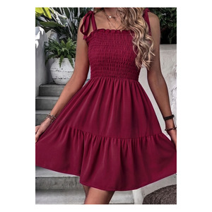 Women's Viscose Flowy Midi <b>Dress</b> Wide Strap 90 Cm Casual Wear - Product Image 1