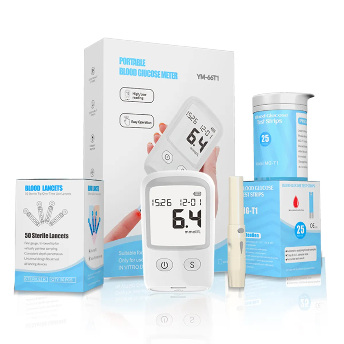 2022 NEW Portable Code Free Digital Glucometer Kit non invasive Blood Smart Sugar level monitor Glucose Meter for Home Hospital
