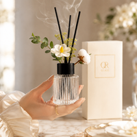 Diffuseur de parfum d'ambiance de luxe 50ml 100ml 150ml avec bouchon et fleurs séchées naturelles, boîte d'emballage