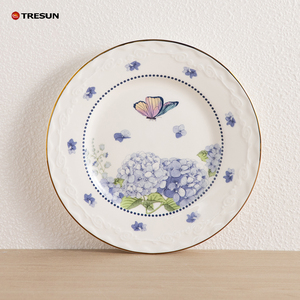 Luxury Ceramic Dinner Plate Porcelain Dishes Classic Floral Tableware Dinnerware Customized Purple Flower Ceramic Dish Plates - Product Image 3