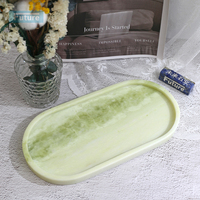 Plateau ovale moderne en marbre vert émeraude naturel pour bougies, bijoux, fruits, collations, présentation de table, décoration de hôtel et de fête
