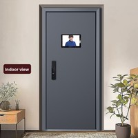 Serrure Intelligente Chinoise pour Porte de Sécurité, Porte d'Entrée en Aluminium Nid d'Abeille Bicolore avec Induction Automatique et Éclairage, Affichage du Numéro de Porte