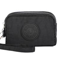 Dompet Koin & Tas Kunci Tahan Air Uniseks PU/Nilon Mini, Tempat Kartu Tiga Lapis, Tas Headphone Portabel Pendek 12X8Cm