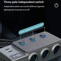 Adaptateur de chargeur de voiture 120W QC3.0 Chargeur rapide PD35W Ports de charge USB 12-24V Prise allume-cigare avec voltmètre LED