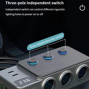 Caricabatterie per Auto 120W con <span class=keywords><strong>Adattatore</strong></span> QC3.0, Ricarica Rapida PD35W, Porte USB, Splitter <span class=keywords><strong>Accendisigari</strong></span> 12-24V, Voltmetro LED - Product Image 4