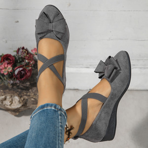 Zapatos Planos de Ante con Plataforma para Mujer, Estilo Europeo y Americano, con Lazo y Tiras Cruzadas, Venta al Por Mayor - Product Image 6