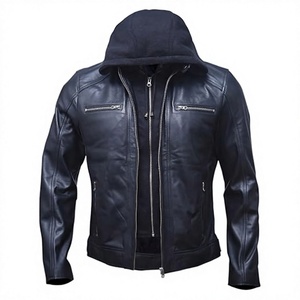 Best Selling Men's Genuine Leather Motorcycle <b>Jacket</b> Stylish Stand Collar Durable Hooded Breathable High Street Outerwear Riders - Product Image 1