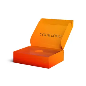 Custom Color Orange Paper Box Hot Stamping Logo Printed Luxury Gift Box For Scarves Shawls