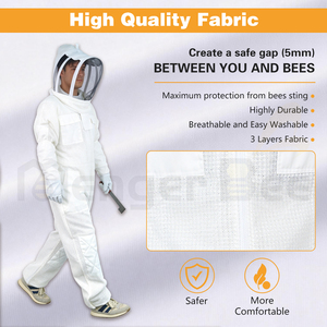 Breathable 3-Layer Ventilated Beekeeping <b>Suit</b>, Full Protection <b>Bee</b> <b>Suit</b> with Detachable Veil, S-6XL for Beekeepers - Product Image 5