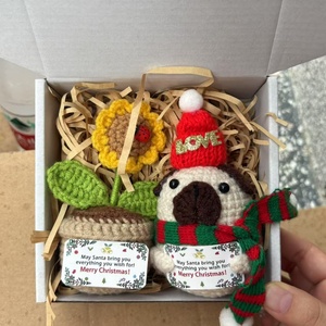 New Crocheted Santa Claus Doll Gift <b>Box</b> with Handmade <b>Christmas</b> Bear, Snowman penguin and Gingerbread Man Holiday Gift Ornaments - Product Image 4