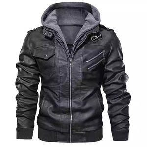 Gran oferta, <span class=keywords><strong>chaqueta</strong></span> de <span class=keywords><strong>cuero</strong></span> informal a la moda para <span class=keywords><strong>hombre</strong></span> para motorista, chaquetas de PU delgadas personalizadas genuinas desgastadas - Product Image 2