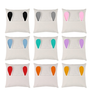 Cadeau de Pâques en gros, coussin avec motif d'oreilles de lapin, coussin à sublimation, housse de coussin personnalisée, oreilles de lapin, taie d'oreiller de poche - Product Image 1