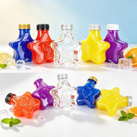 Bouteille en plastique jetable Guchang 50ml 250ml en forme d'étoile avec étiquette sérigraphiée et couvercle en aluminium pour emballage de boissons et jus – Vente en gros