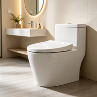 WC intelligent avec chasse automatique, cuvette en porcelaine, télécommande, siège chauffant, installation au sol, siphon P/S, chasse à jet