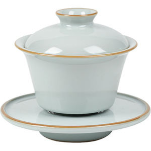 Guanlan Ru Kiln Gaiwan <b>Teacup</b> Sky Blue Porcelain Three Piece Set For Kung Fu Tea - Product Image 5
