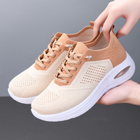 Sepatu wanita baru DN 2025, sepatu kasual berbahan mesh dengan tali, sol empuk, sepatu olahraga wanita