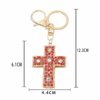 Porte-clés croix en strass sur mesure, pendentif crucifix en métal scintillant, porte-clés de voiture chrétien étincelant