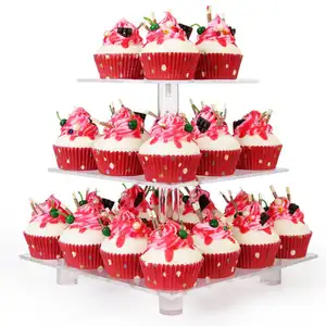 Customized Acrylic Cupcake Display Stand Plexiglass Cake Holder For Wedding And Birthday Party