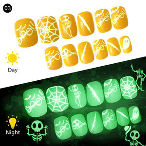 <span class=keywords><strong>Faux</strong></span> ongles phosphorescents à coller pour enfants, 24 pièces, autocollants d'art d'<span class=keywords><strong>ongle</strong></span> sûrs et non toxiques, coffret cadeau de fête, pour Halloween - Product Image 6