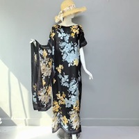 Nouveauté 2025 Robe Longue en Soie de Marque de Luxe pour Femmes Musulmanes avec Foulard, Caftan Africain Personnalisé Décontracté Grandes Tailles