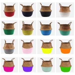 Premium Seagrass Belly <b>Basket</b> with Tassel Fringe <b>Foldable</b> Woven Toy Storage Laundry Organizer Eco-Conscious Home Product - Product Image 5