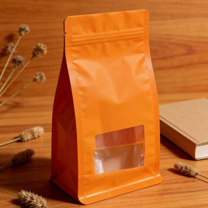 Sachet à fond plat de haute qualité 250g 500g entièrement imprimé avec fermeture éclair pour l'emballage de vitamines, grains de café et noix, avec fenêtre - Product Image 1