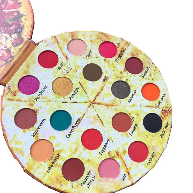Good Quality Organic Makeup 18 Colors Pizza Shape Eyeshadow Palette With High Pigment