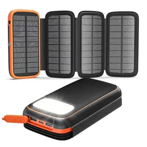 Camping Traveling Waterproof 20000 MAh Dual Usb Li Polymer Sell Panel Charger Outdoor Portable Solar Power Bank Electronics