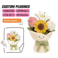 Peluche personnalisée ODM OEM en forme de rose rouge romantique, mignonne, avec visage souriant, cadeau de Noël, fleur en peluche rembourrée de coton PP