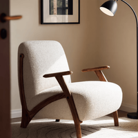 Chaise d'appoint moderne et écologique avec dossier rembourré et pieds en teck doré massif pour la maison, le bureau, la salle à manger, le salon, la chambre à coucher, l'hôtel