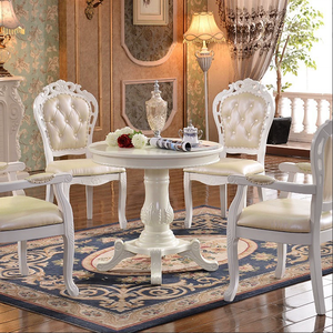 Set di Sedie da Pranzo in Legno Classico di Lusso Europeo, Poltrona Intagliata in Legno Massello con Braccioli Rivestiti in Vera Pelle - Product Image 2