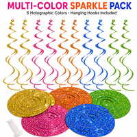 Guirlandes spirales scintillantes à double queue fendue en PET pour décoration de plafond, idéales pour les fournitures de fête d'anniversaire