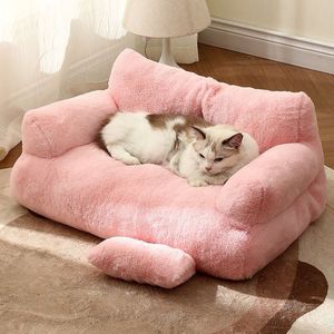Großhandel Wohnzimmer Weiche bequeme wasch bare rosa Katze Schlaf bett Hund Couch Haustier Sofa - Product Image 1