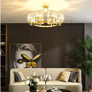 Lustre en cuivre de cristal créatif de luxe suspendu en or lampes suspendues pour table à manger - Product Image 3