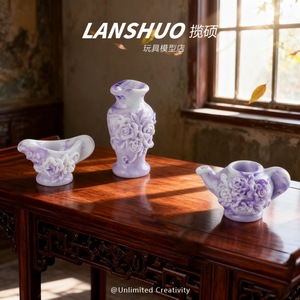 Lanshuo Resin Purple <b>Tea</b> <b>Set</b> Miniature 3D DIY Desktop Ornament Home Decor - Product Image 5