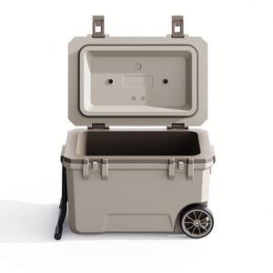 50L Large Capacity Modern PP Reusable Portable Insulated Camping Fishing <b>Cooler</b> <b>Box</b> with Wheeled Design for Outdoor Use - Product Image 2