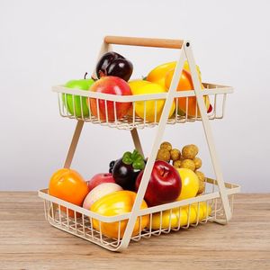 Double Layer Desktop <b>Storage</b> <b>Basket</b> Rectangle 2 Tier Portable Standing Fruit Snack <b>Vegetable</b> Organizer - Product Image 3