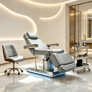 Lit de beauté électrique à 3 moteurs, fauteuil de beauté réglable, base argentée, lit de massage pour soins spa - Product Image 4
