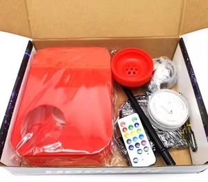 Nouveau Kit Complet LED <span class=keywords><strong>Chicha</strong></span> Cachimba Lumineuse Narguilé Acrylique Portable Carré Type Livre avec Tuyau en Cuir - Product Image 6
