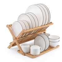 Estante Esquinero de Bambú de 18 Niveles, Escurridor de Platos Plegable con Almacenamiento para Especias y Botellas, para Islas y Carritos de Cocina