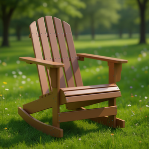 Chaise à bascule de jardin pliable en plastique marron, mobilier d'extérieur de style traditionnel - Product Image 2