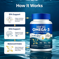 Gélules d'oméga 3 EPA DHA végétaliennes pour hommes et femmes, alternative à l'huile de poisson à base de plantes, complément alimentaire quotidien d'acides gras oméga 3