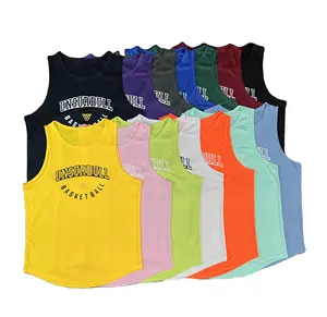 Wholesales Cheap Running Crop Tops Customized Light Weight Basketball Jerseys Breathable Gym Vest Oversize Men's Tank Tops
