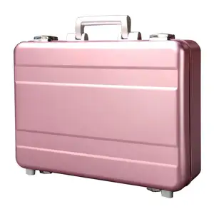 Pink Custom Hard Aluminum Briefcase Brief Case DIY Aluminum Briefcase Storage Tool Box Hard Case With Foam Insert