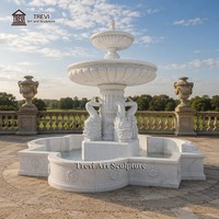Fontaine de bassin en marbre TREVI avec statue de poisson, style de sculpture unique, pour villa, jardin extérieur, élément aquatique