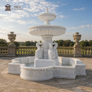 Fuente de Estanque de Mármol TREVI con Estatua de Peces, Estilo de Tallado Único del Fabricante, Decoración Acuática para Jardín Exterior de Villa - Product Image 5