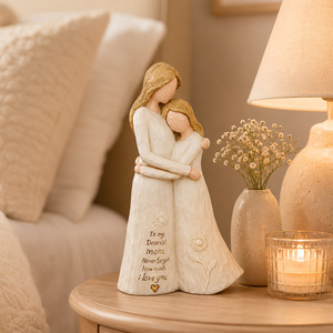 Statue en résine Uionen Mère et Fille enlacées, Cadeau d'anniversaire pour maman, Décoration de la maison pour la Fête des Mères, Sculpture Ornementale - Product Image 5
