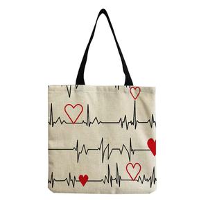 Fashion Nurses Canvas Tote Bags Women Men Medical <b>Stethoscope</b> Shopping Bag Nurses Life Gifts Casual Shoulder Bag - Product Image 6