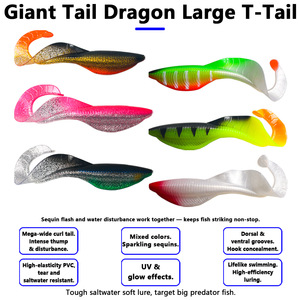 Señuelo de pesca blando de 15 cm y 37 g con cola rizada para la pesca de lubina - Product Image 4